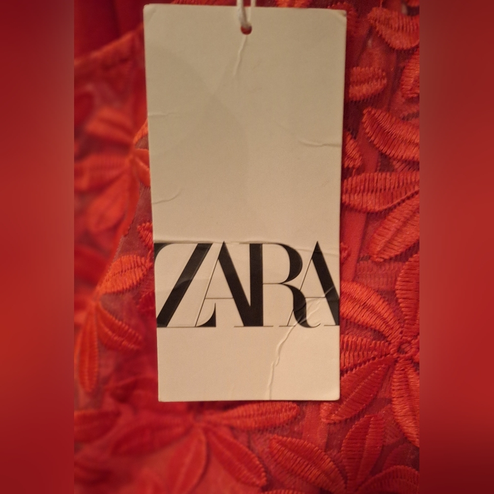 Bnwt Pretty Floral Pink Coral Zara Dress S-M See through matching slip - Picture 5 of 15